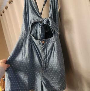 Free People Tie Front Denim Romper